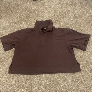 Lululemon Heavyweight Cotton Jersey Short-Sleeve Polo Shirt Espresso Womens 6